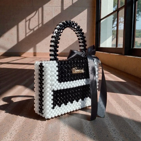 Noir Bow Beaded Mini Bag