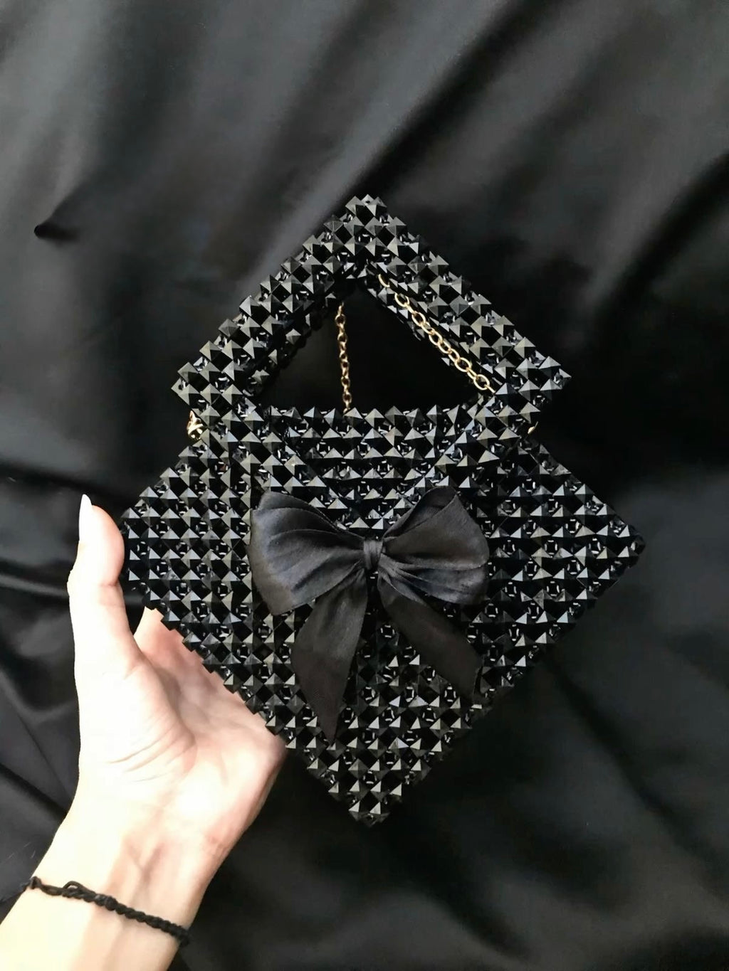 The Diamond Cut-Out Beaded Bag