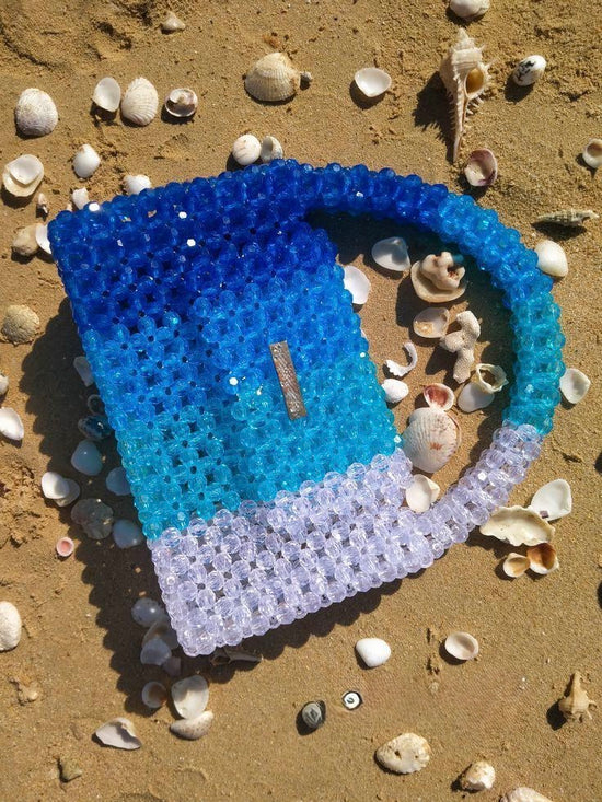 The Azure Gradient: Handcrafted Ombré Beaded Tote