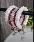 Handcrafted Crystal Bangle Set with Floral Charms