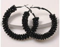 Midnight Beaded Hoop Earrings