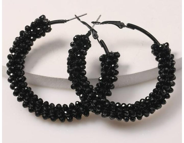 Midnight Beaded Hoop Earrings